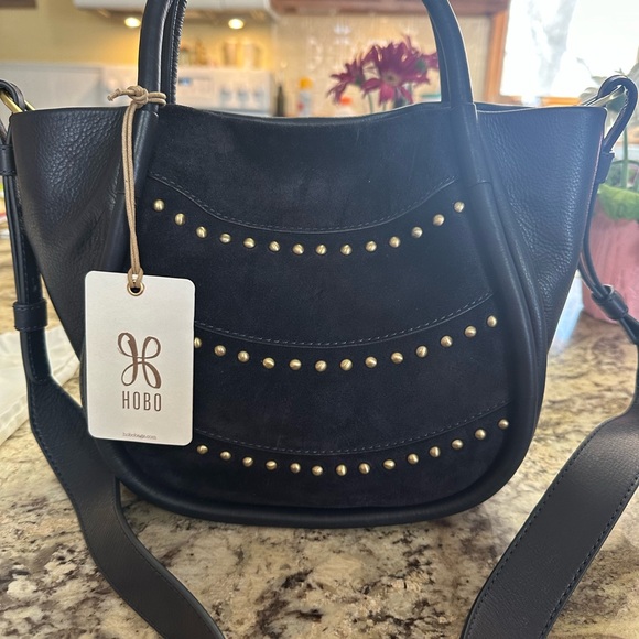 HOBO Margot Satchel Navy Suede - Picture 1 of 7